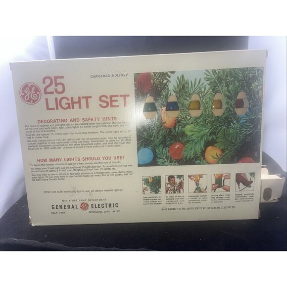 Vintage 1970s GE 25 Bulb Christmas Multiple Light Set Unused In Box Rare 30 Bulb - Picture 3 of 5